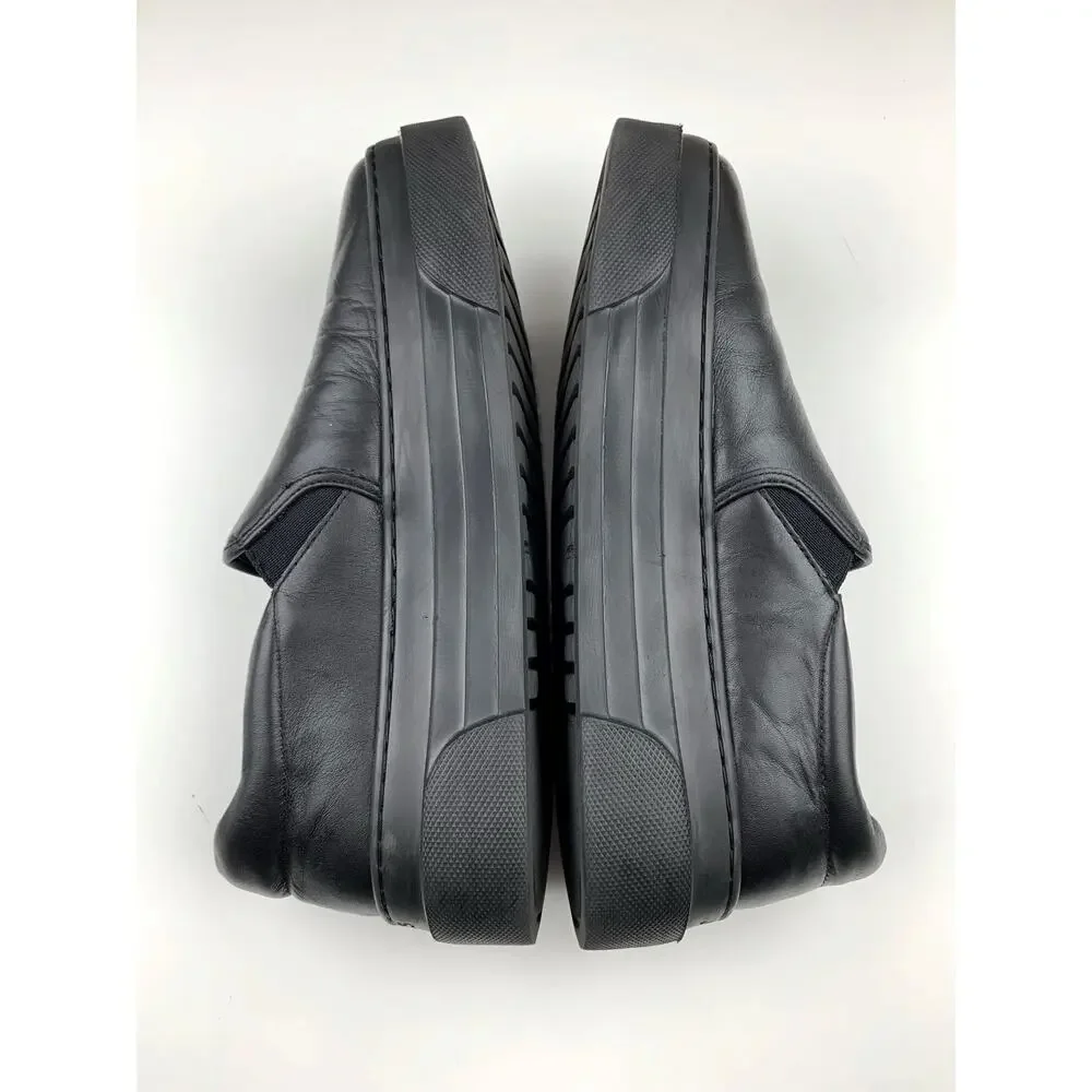J Slides NYC Platform Loafers Slip On Black Leather Casual Sneakers Women's 10